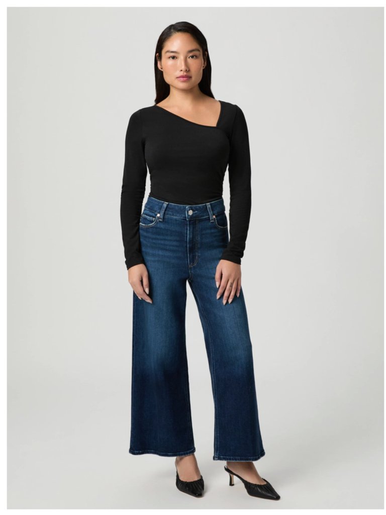 Paige Anessa Wide-Leg Ankle Jeans Overdrive Dark Wash Denim Blue 25 Petite
